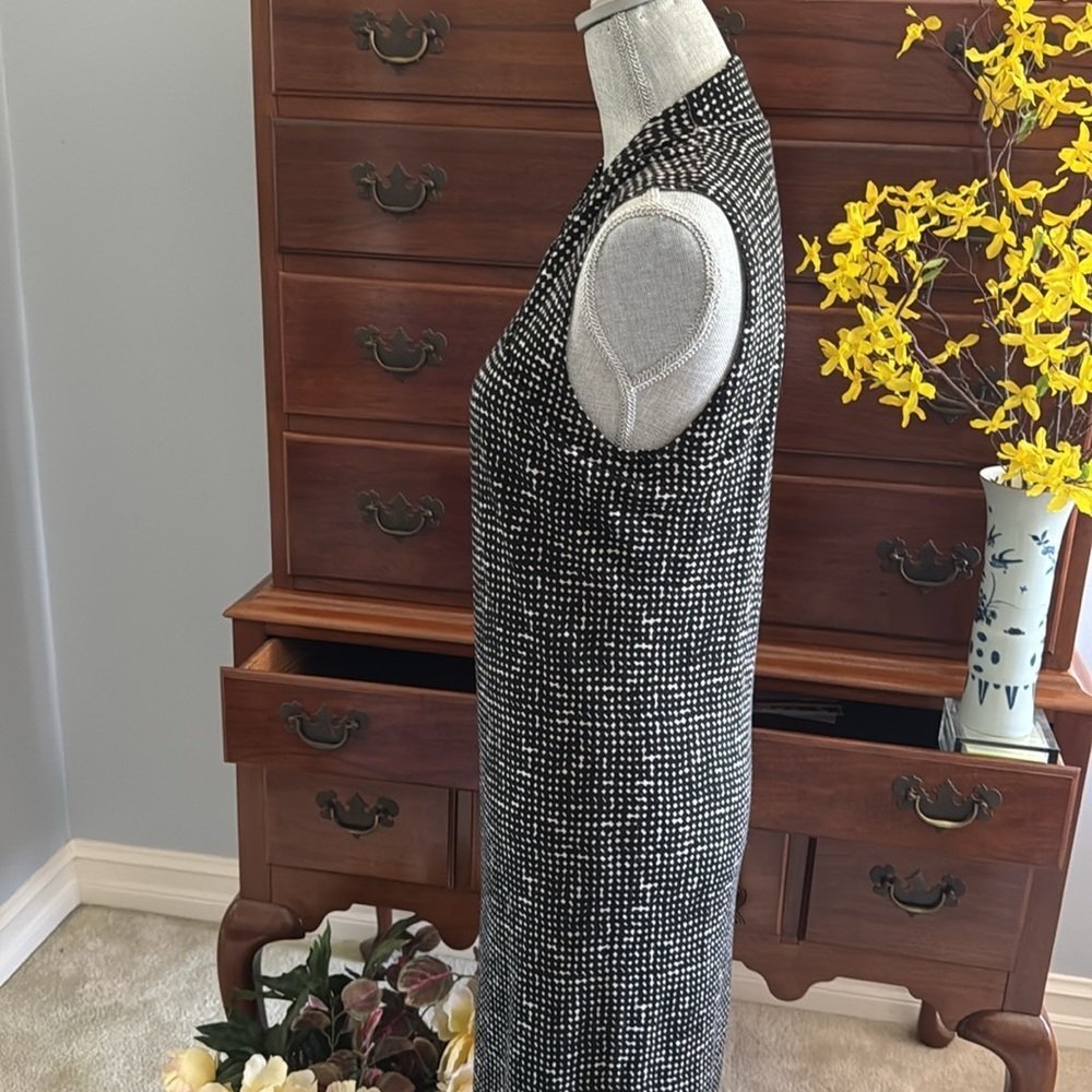 Tory Burch Black and Cream Sleeveless Wool Jersey Dress Size Large - Picture 10 of 13